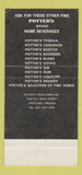 Matchbook Cover - Potter's Crown Canadian Whiskey Portland OR liquor 30 Strike