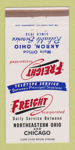 Matchbook Cover - Freight Inc Trucking Akron OH 30 Strike