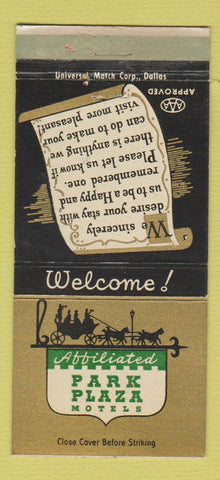 Matchbook Cover - Park Plaza Motel Flagstaff AZ Route 66 30 Strike