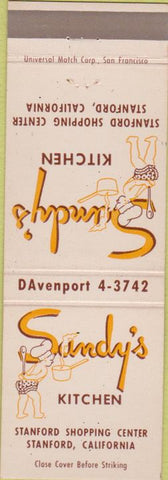 Matchbook Cover - Sundy's Kitchen Stanford CA