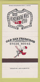 Matchbook Cover - Old San Francisco Steak girlie Houston Dallas TX 30 Strike