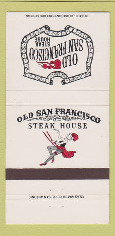 Matchbook Cover - Old San Francisco Steak girlie Houston Dallas TX 30 Strike