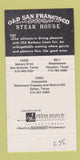 Matchbook Cover - Old San Francisco Steak girlie Houston Dallas TX 30 Strike