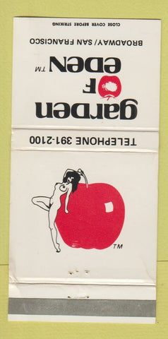 Matchbook Cover - Garden of Eden San Francisco CA girlie WEAR 30 Strike