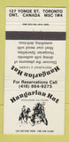 Matchbook Cover - Hungarian Hut Restaurant Toronto ON girlie back 30 Strike