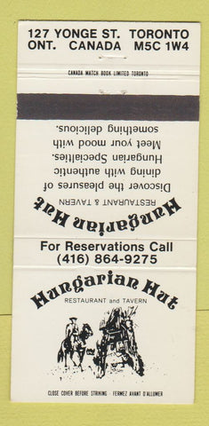 Matchbook Cover - Hungarian Hut Restaurant Toronto ON girlie back 30 Strike