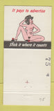 Matchbook Cover - Hungarian Hut Restaurant Toronto ON girlie back 30 Strike