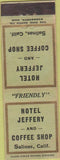 Matchbook Cover - Hotel Jeffery Salinas CA