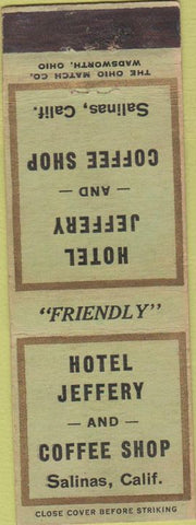 Matchbook Cover - Hotel Jeffery Salinas CA