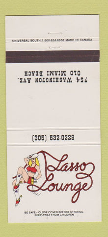 Matchbook Cover - Lasso Lounge Miami Beach FL girlie 30 Strike