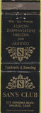 Matchbook Cover - San's Club Vallejo CA WEAR