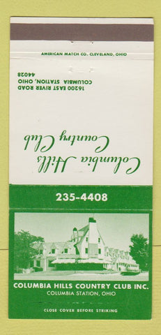 Matchbook Cover - Columbia Hills Country Club Columbia Station OH 30 Strike