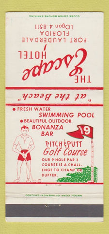Matchbook Cover - Escape Hotel Fort Lauderdale FL Putt Putt Golf 30 Strike