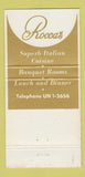 Matchbook Cover - Rocca's Restaurant San Francisco CA 30 Strike