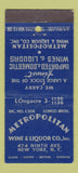 Matchbook Cover - Metropolitan Wine Liquor New York City 30 Stick