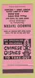 Matchbook Cover - Bamboo Tavern Chinese Restaurant Stoney Creek ON 30 Strike