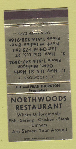 Matchbook Cover - Northwood Restaurant Oden MI WEAR 30 Strike
