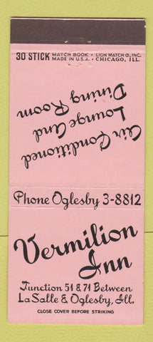 Matchbook Cover - Vermilion Inn La Salle Oglesby IL 30 Stick