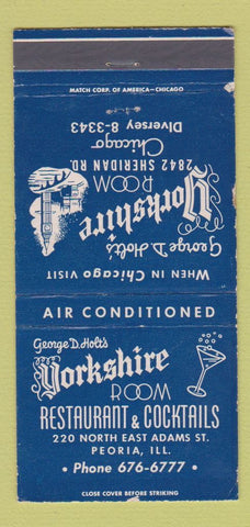 Matchbook Cover - Yorkshire Room Restaurant Peoria Chicago IL WEAR 30 Strike