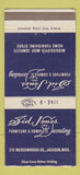 Matchbook Cover - Sid Jones Furniture Jackson MS 30 Strike