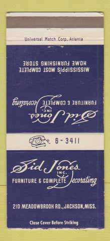 Matchbook Cover - Sid Jones Furniture Jackson MS 30 Strike