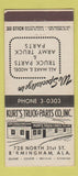Matchbook Cover - Kurt's Truck Parts Birmingham AL 30 Stick