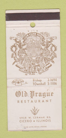 Matchbook Cover - Old Prague Restaurant Cicero IL WEAR 30 Strike