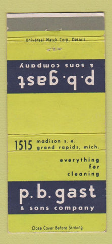 Matchbook Cover - PB Gast & Sons Grand Rapids MI Cleaning products 30 Strike
