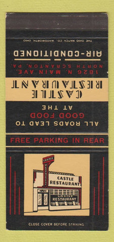Matchbook Cover - Castle Restaurant North Scranton PA SAMPLE 30 Strike