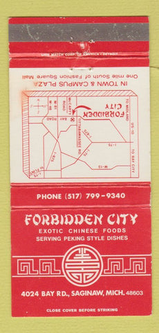 Matchbook Cover - Forbidden City Chinese Restaurant Saginaw MI 30 Strike