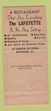Matchbook Cover - Lafayette Restaurant Kankakee IL 30 Strike