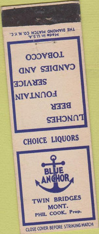 Matchbook Cover - Blue Anchor Twin Bridges MT