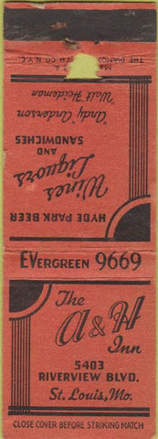 Matchbook Cover - A and H Inn St Louis MO WEAR
