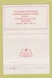 Matchbook Cover - Mohawk Cordials Liquor Detroit MI 40 Strike