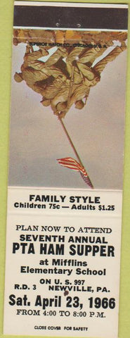 Matchbook Cover - PTA Ham Supper Newville PA 1966
