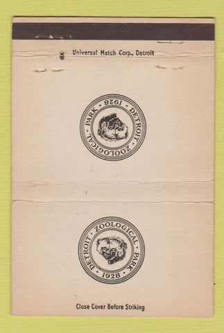 Matchbook Cover - Detroit Zoo Park MI 40 Strike