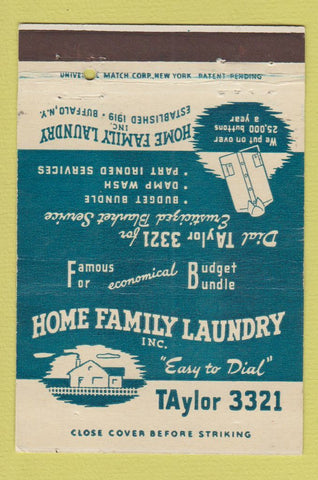Matchbook Cover - Home Family Laundry Buffalo NY 40 Strike