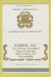 Matchbook Cover Kuppenheimer Men's Clothes Robbins Fort Lauderdale FL 40 Strike
