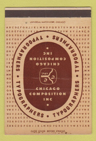 Matchbook Cover - Chicago Composition Typographers  Chicago IL 40 Strike