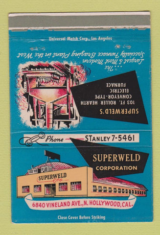 Matchbook Cover - Superweld Corp welding Hollywood CA 40 Strike
