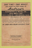 Matchbook Cover - Hardware Boston Gear Los Angeles CA Andrews 40 Strike