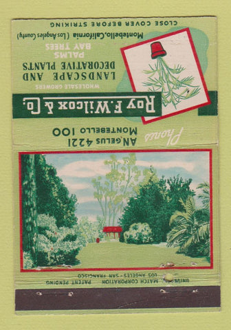 Matchbook Cover - Roy Wilcox Landscape Plants Montebello CA 40 Strike