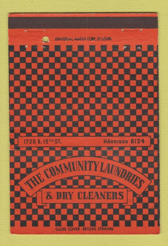 Matchbook Cover - The Community Laundry Dry Cleaners 40 Strike