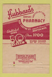 Matchbook Cover - Hubbard's Drug Store Newton MA 40 Strike