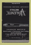 Matchbook Cover - Valentine Metals West Hartford CT 40 Strike