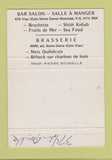 Matchbook Cover - Le Pommeau D'Or Montreal QC restaurant 40 Strike