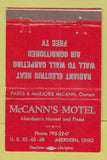 Matchbook Cover - McCann's Motel Aberdeen OH 40 Strike