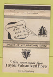 Matchbook Cover - Taylor Fulcanized Fibre Norristown PA Betzwood 40 Strike