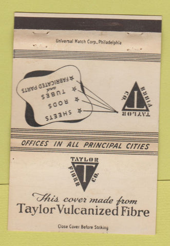 Matchbook Cover - Taylor Fulcanized Fibre Norristown PA Betzwood 40 Strike