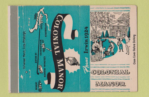 Matchbook Cover - Colonial Manor Irwin PA 40 Strike